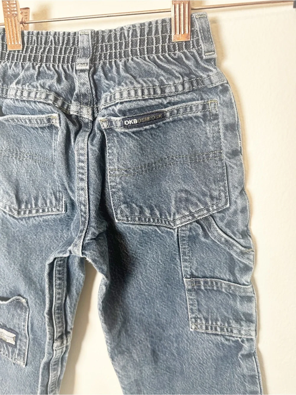 Osh’Kosh Vintage Cargo Jeans Elastic Waist Denim 4T
